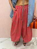 Pantalone balloon Aladin quadri rosso