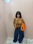 Maglia velata tartan gialla