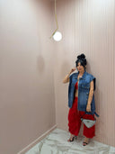 Gilet oversize denim scuro
