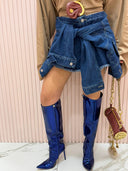 Pantagonna denim effetto camicia in vita
