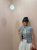 Giacca gilet light denim alamari mood Zar*