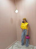 Top volant giallo