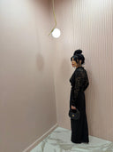 Camicia Corea in pizzo alamari nera