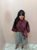 T-shirt mezza manica oversize bordeaux