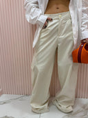 Pantalone cargo panna