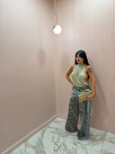 Body collo alto scollato verde
