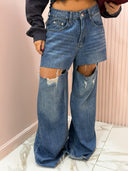 Jeans strappi frontali lavaggio medio