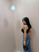 Canotta crop halter nera