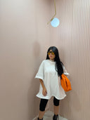 Maxi t-shirt bianca con orlo