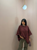 Maxi t-shirt bordeaux con orlo