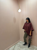 Maxi t-shirt bordeaux con orlo