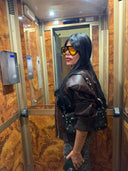Bomber ecopelle brown con spallina