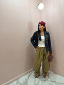 Pantalone baggy lacci beige