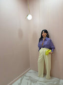 Pantalone palazzo giallo chiaro