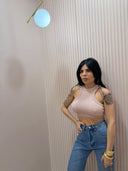 Canotta crop halter rosa