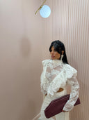 Camicia pizzo e organza bianca