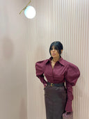 Camicia manica a sbuffo bordeaux
