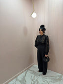Camicia Corea in pizzo alamari nera