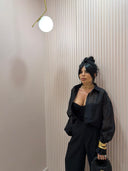 Camicia satin velata nera