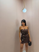 Mini dress paillettes marrone