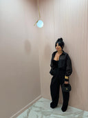 Camicia satin velata nera