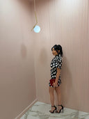 Mini dress manica a palloncino pois