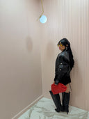 Bomber cropped ecopelle maxi spallina