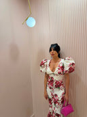 Dress maxi flower bloom red