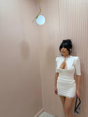 Mini dress white mezza manica spallina