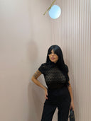 Maglia in pizzo collo coreano