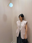 Blazer smanicato mood Zar* gessato rosa chiaro