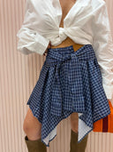 Gonna midi effetto camicia blu