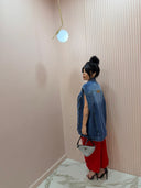 Gilet oversize denim scuro