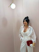 Camicia satin velata bianca