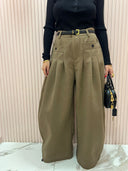 Pantalone lana rasata beige